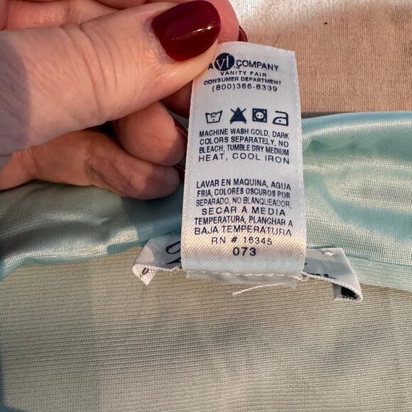 Vanity Fair XL Seafoam Aqua Nylon Robe Sheer Tricot Peignoir 2000s Y2K Vintage - Picture 6 of 8